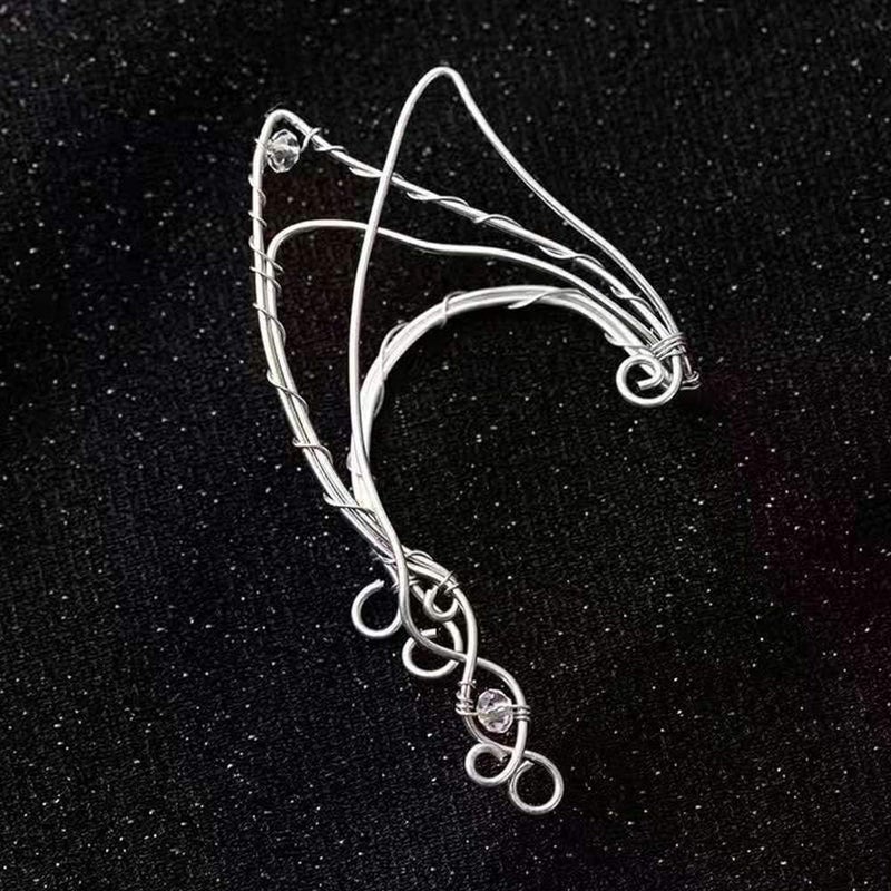 Yolmina Elven Ear Cuffs for Women, Handmade Elf Fairy Earrings Cuff Wrap Clip-on Filigree Earrings for Fantasy Fairy Halloween Costume, Cosplay, Wedding, Handcraft (Silver) - Image 3